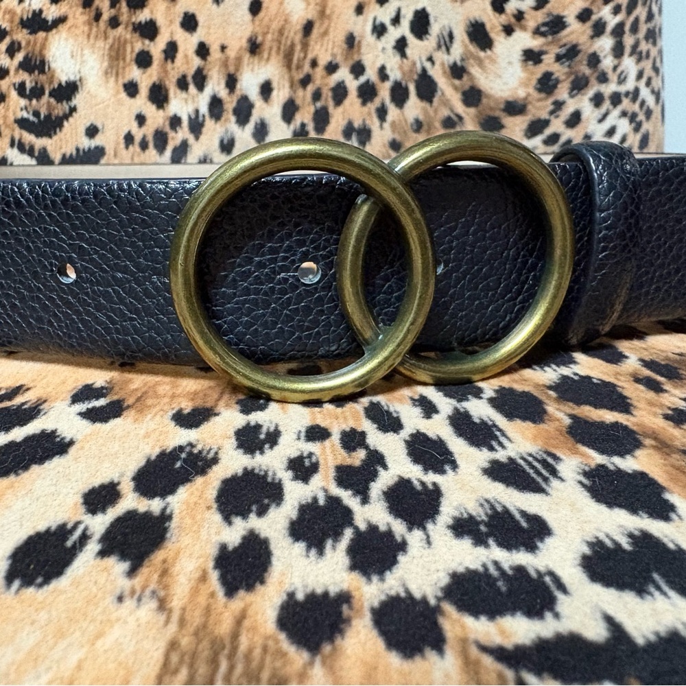Double Ring Black Leather Belt